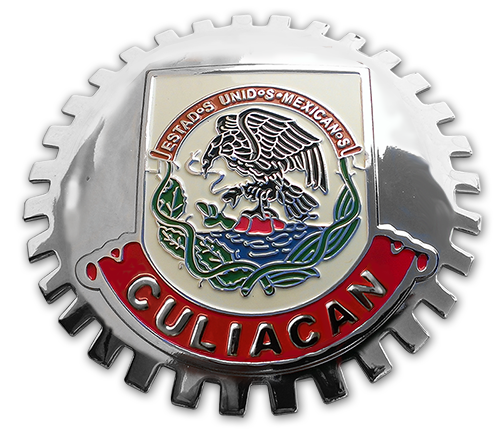Culiacan Chrome Mexico Eagle Flag Grill Badge Medallion