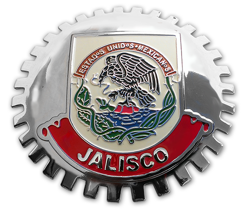 Jalisco Chrome Mexico Eagle Flag Grill Badge Medallion
