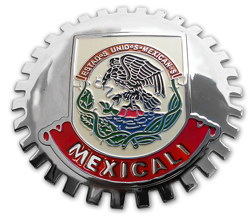 Mexicali Chrome Mexico Eagle Flag Grill Badge Medallion