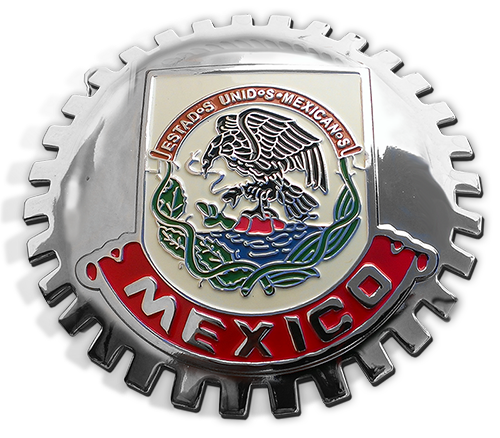 Chrome Mexico Eagle Flag Grill Badge Medallion