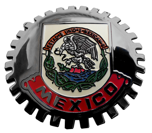 Mexico Eagle Gun Metal  Flag Grill Badge Medallion