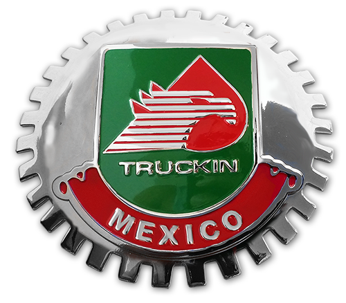 Truckin PEMEX Chrome Mexico Eagle Flag Grill Badge Medallion
