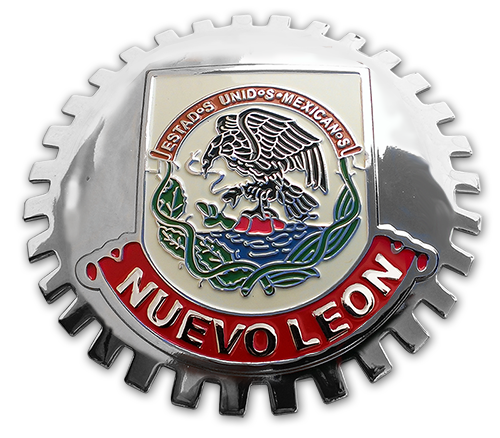 Nuevo Leon Chrome Mexico Eagle Flag Grill Badge Medallion
