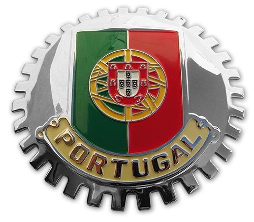 Portugal Chrome Flag Grill Badge Medallion