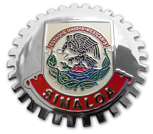 Sinaloa Chrome Mexico Eagle Flag Grill Badge Medallion