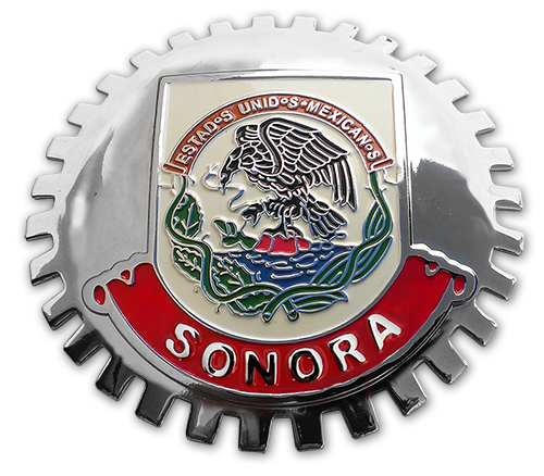 Sonora Chrome Mexico Eagle Flag Grill Badge Medallion