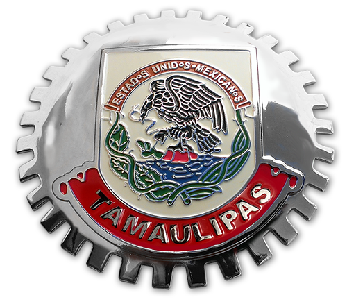 Tamaulipas Chrome Mexico Eagle Flag Grill Badge Medallion