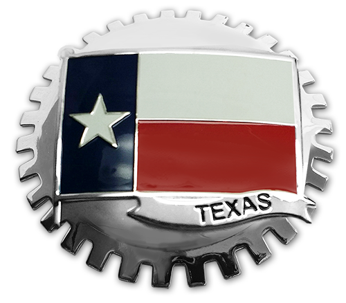 Chrome Texas Flag Grill Badge Medallion