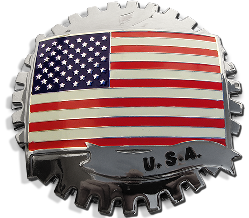 Chrome Mexico Eagle Flag Grill Badge Medallion