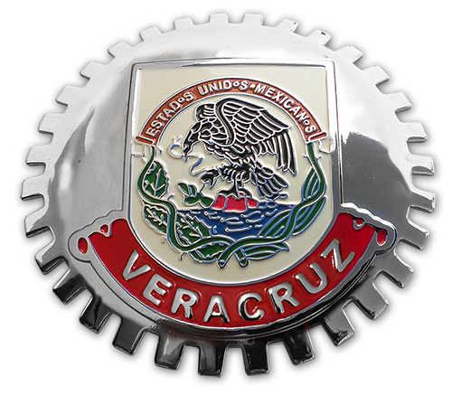 Chrome Mexico Eagle Flag Grill Badge Medallion